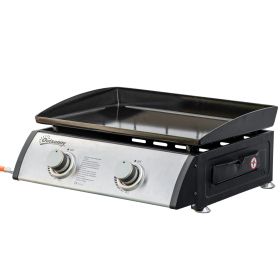 2 Burner Liquefied Gas Grill, Portable Tabletop BBQ Grill, for Camping, Picnic, Silver